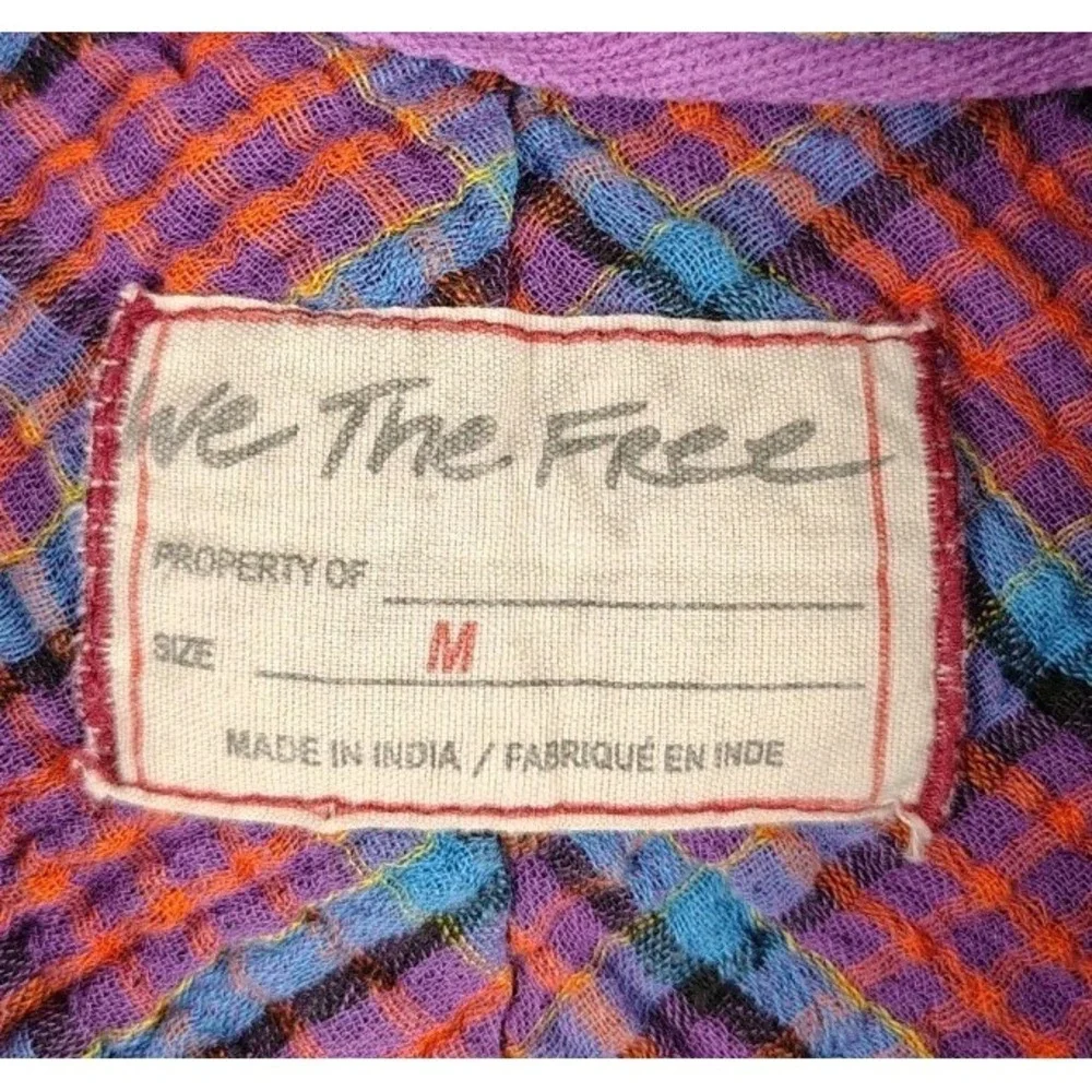 Free People We the Free Cardiff Plaid Top Oversized Boho Grunge Size Medium - Picture 5 of 10